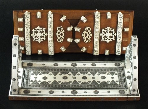 Lot 225 - An Anglo-Indian ivory and sadeli-work book...