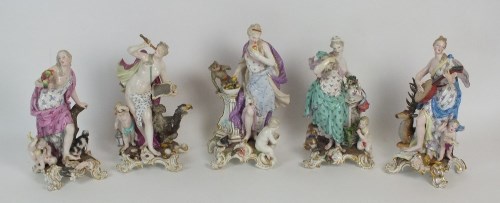 Lot 4 - A group of five Meissen figures allegorical of...