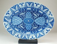 Lot 26 - A 19th century English blue and white oval...