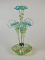 Lot 81 - A Victorian blue and green vaseline glass...