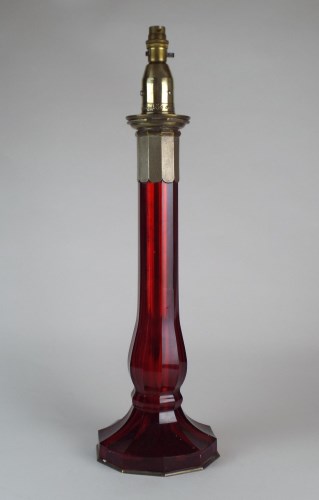 Lot 155 - A Palmer & Co patent rose glass column lamp...