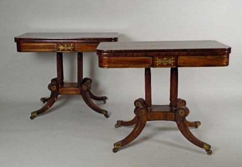 Lot 191 - A pair of Regency rosewood brass inlaid...