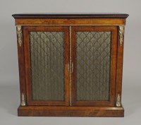 Lot 209 - A 19th century figured walnut side cabinet,...