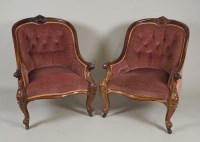 Lot 216 - A pair of early Victorian rosewood hoop back...