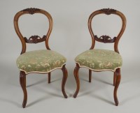 Lot 234 - A set of six Victorian, walnut balloon back...