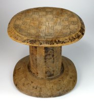 Lot 10 - A West African Carved Stool with Chequer Board...