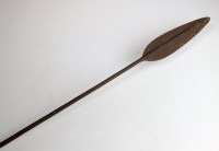 Lot 39 - A long Samburu spear with leaf-shaped head,...