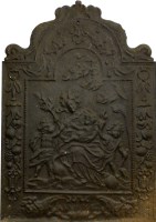 Lot 132 - An 18th century baroque style iron fireback,...