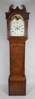 Lot 172 - A George III oak and mahogany eight day...