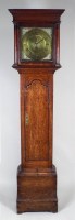 Lot 177 - An 18th century oak thirty hour longcase clock,...