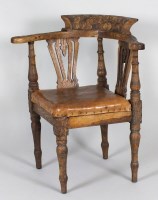 Lot 196 - A George III oak desk chair, later carved in...