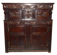 Lot 198 - A late 17th century oak press cupboard, the...