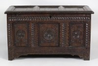 Lot 205 - A late 17th century joined oak coffer, the...