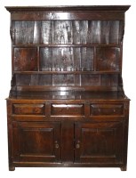 Lot 206 - A mid 18th century oak high dresser, North...