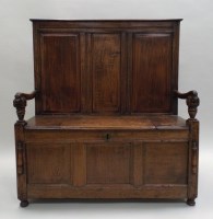 Lot 228 - An 18th century style joined oak box seat...