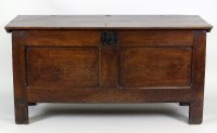 Lot 240 - An early 18th century joined oak coffer, the...