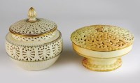 Lot 95 - A Royal Worcester blush ivory pot pourri bowl...