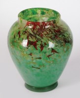 Lot 103 - A Monart glass vase, circa 1930, green with...