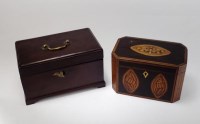 Lot 134 - A George III Sheraton style inlaid tea caddy...