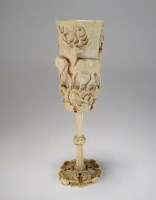 Lot 139 - A 19th century German ivory goblet of slender...