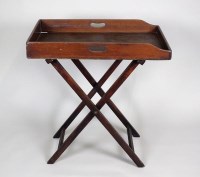 Lot 193 - A 19th century mahogany butler's tray on stand,...