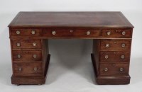 Lot 195 - A 19th century mahogany pedestal desk the...