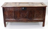 Lot 197 - A late 17th century joined oak coffer, the...