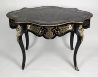 Lot 210 - A 19th century ebonised brass inlaid...