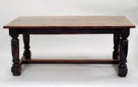 Lot 237 - A 17th century style oak refectory table, the...