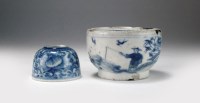 Lot 32 - Two Chinese blue and white water pots, 18th...