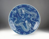 Lot 33 - A Chinese blue and white dish, Qianlong, of...
