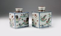 Lot 62 - A pair of Chinese famille verte tea caddies...