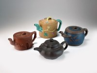 Lot 119 - Four Chinese Yixing teapots, 20th century, the...