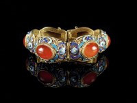Lot 141 - A Chinese silver gilt filigree, enamel and...