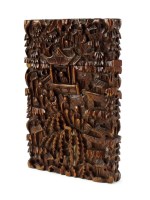 Lot 200 - A Chinese export carved sandalwood card case,...