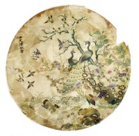 Lot 220 - A near pair of Chinese silkwork panels, 19th...