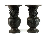 Lot 251 - A large pair of Japanese bronze vases, Meiji...