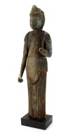 Lot 260 - A Japanese carved and painted wood tomb figure,...