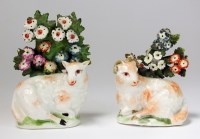 Lot 75 - A pair of 18th century English porcelain sheep...