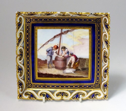 Lot 84 - A Sèvres porcelain tray or 'plateau carre', of...