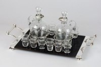 Lot 112 - A silver and glass liquor set on tray with...