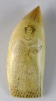 Lot 135 - A 19th century whale tooth scrimshaw, possibly...