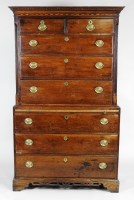 Lot 185 - A George III oak chest on chest, the dentil...