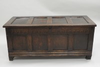 Lot 192 - A Charles I oak coffer, the four panel lid...