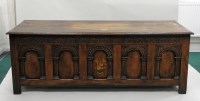 Lot 233 - A joined oak coffer of country house...