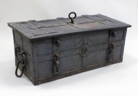 Lot 240 - A 17th century iron and iron bound strong box...