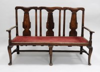 Lot 241 - An early 18th century oak triple chair back...