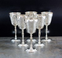 Lot 47 - A set of six silver goblets, Charles S Green &...