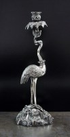 Lot 61 - A 19th century silver plated stork candlestick,...
