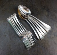 Lot 88 - A set of six William IV silver dessert forks,...
